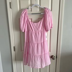 Pink Puff Sleeve Mini Dress